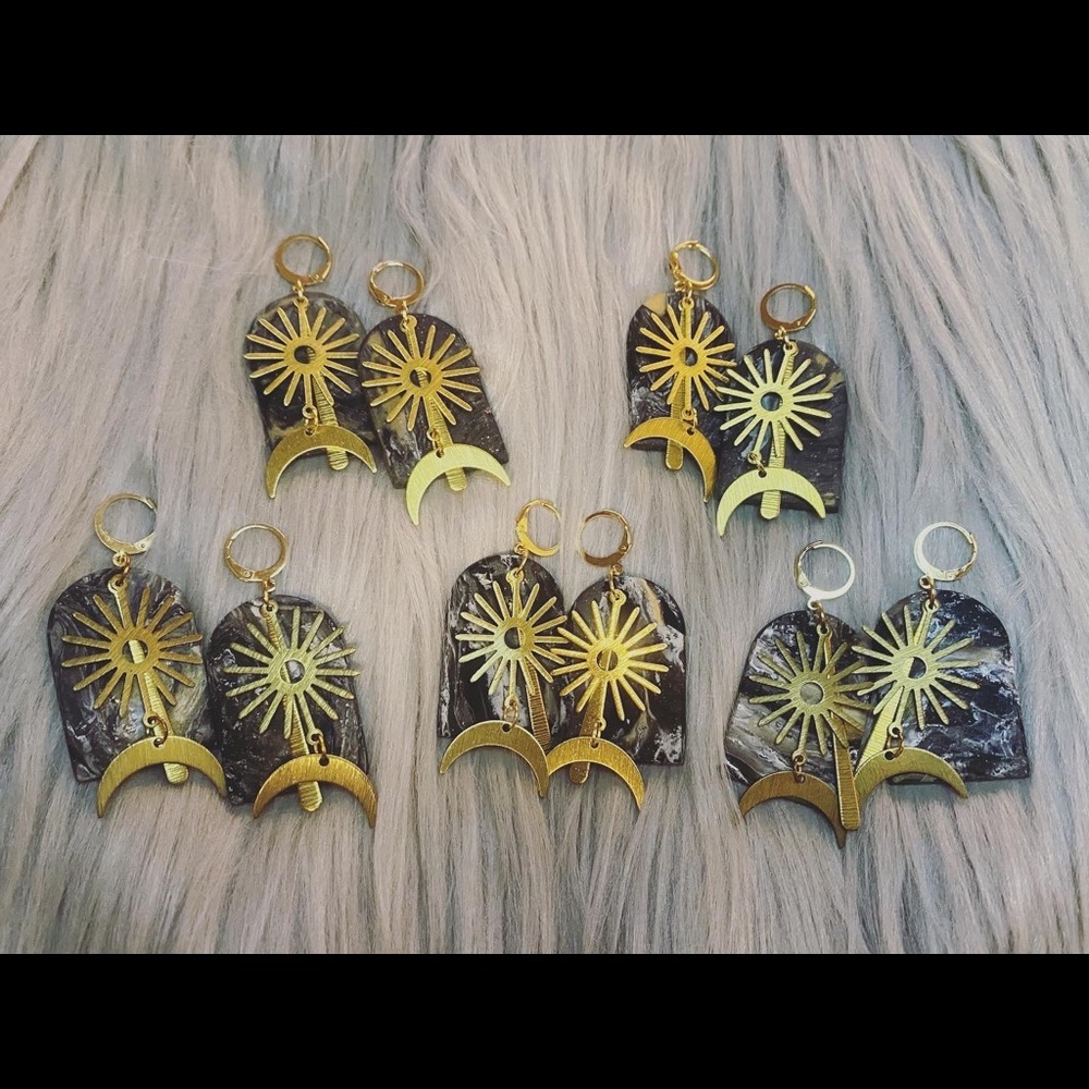 Holiday Sale!!! Sun and Moon Clay Earrings, by @theacemango on Instagram! 🌞🌙